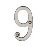 M Marcus Heritage Brass Numeral 9 - Face Fix 76mm Slimline font